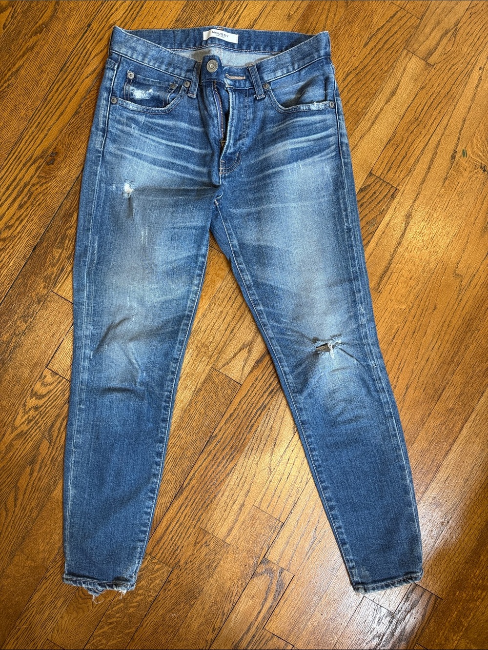 Moussy Distressed Blue Denim Jeans